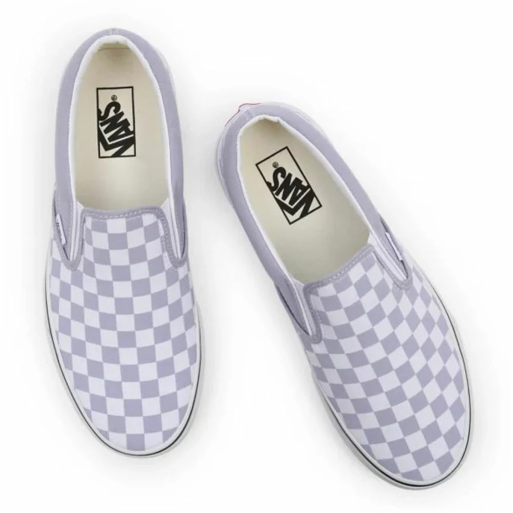 Vans Checkerboard Classic Slip-On In Languid Lavender/True White - Image 3