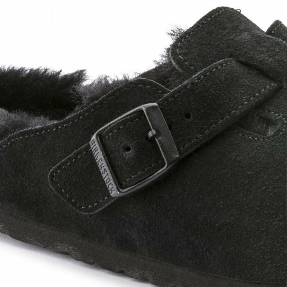 Birkenstock Boston Shearling Suede Leather In Black (Narrow Width) - Image 4