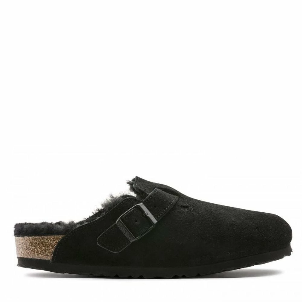 Birkenstock Boston Shearling Suede Leather In Black
