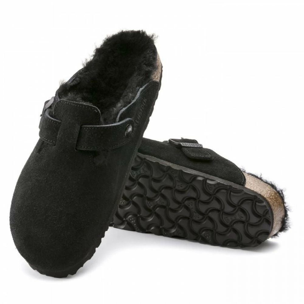 Birkenstock Boston Shearling Suede Leather In Black (Narrow Width) - Image 5