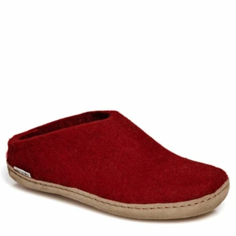 Glerups Open Heel Leather Sole In Red 2 Glerups Open Heel Leather Sole In Red - Image 2