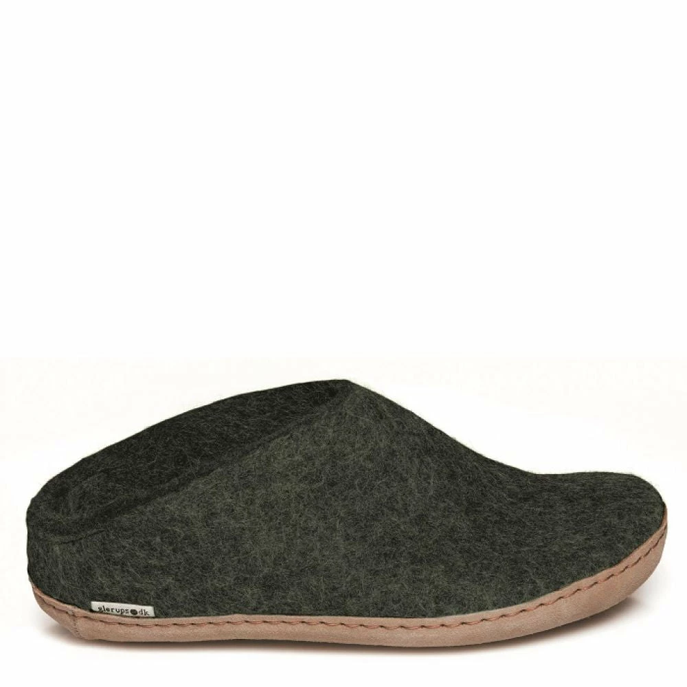 Glerups Open Heel Leather Sole In Forest 1 Glerups Open Heel Leather Sole In Forest