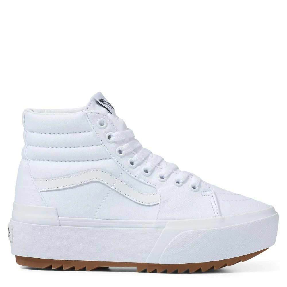 Vans Women's Sk8-Hi Canvas Stacked In True White 1 Vans Women's Sk8-Hi Canvas Stacked In True White